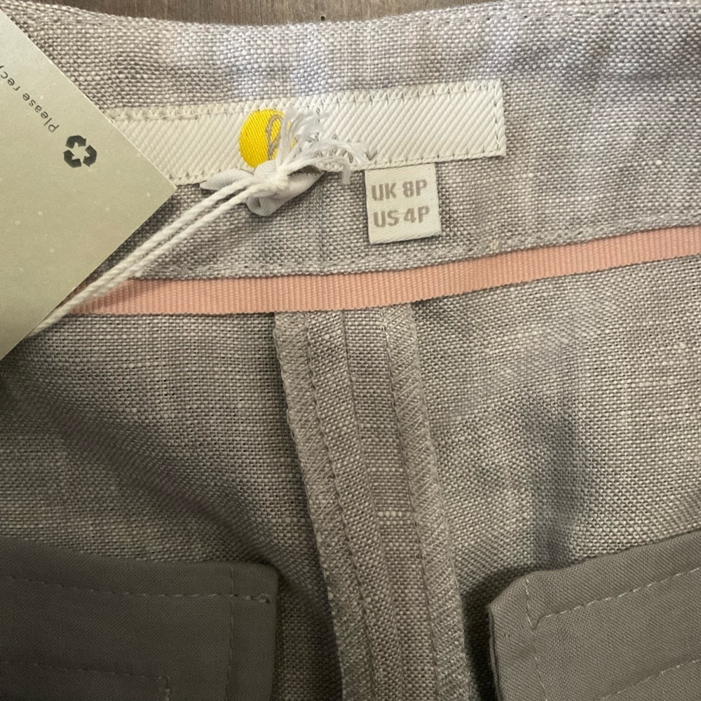 Boden Petite Eldon 100% Linen Wide Leg Trousers In Squirrel Grey Size 4P - Picture 2 of 7